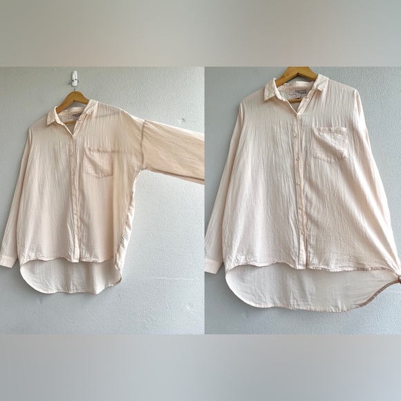* F21 | Oversized Cream Button-down Cotton Shirt - Picture 2 of 16